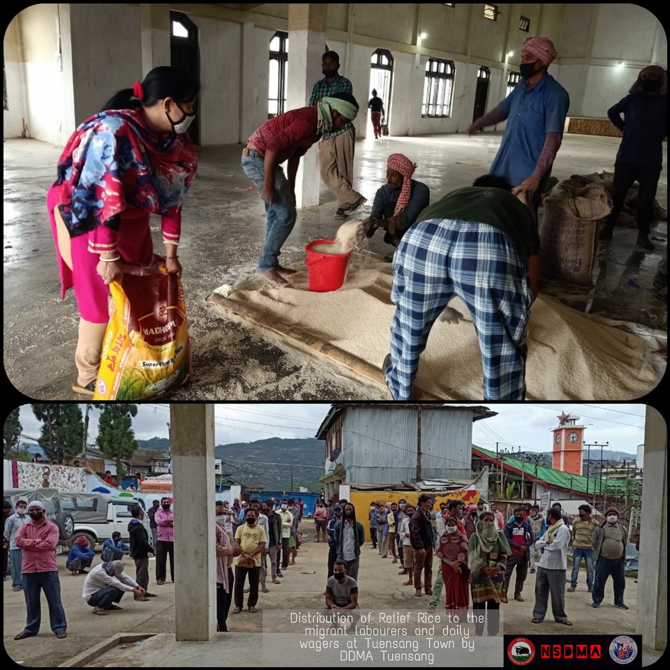 Relief Rice distribution at Tuensang town